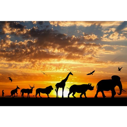 Jungle Animals Backdrop Tropical African Forest Wild Animals Safari Theme Party Photography Background Children Boys Birthday Banner Decorations Portraits Photo-Shoot Props Background 10x8ft