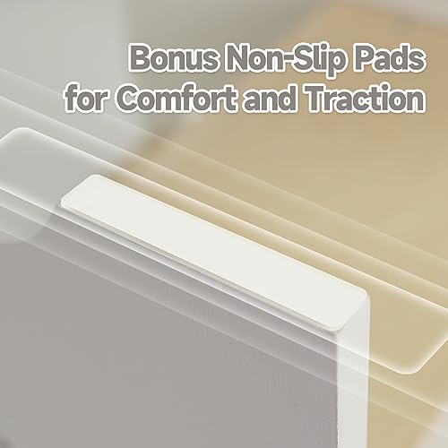 WOOD CITY Kids Step Stool for Toddler, Wooden White-Natural Patchwork Two Step Children's Stools with Handles, Bonus Non-Slip Pads for Safety, Bathroom Potty Stool & Kitchen Step Stools Dual Height