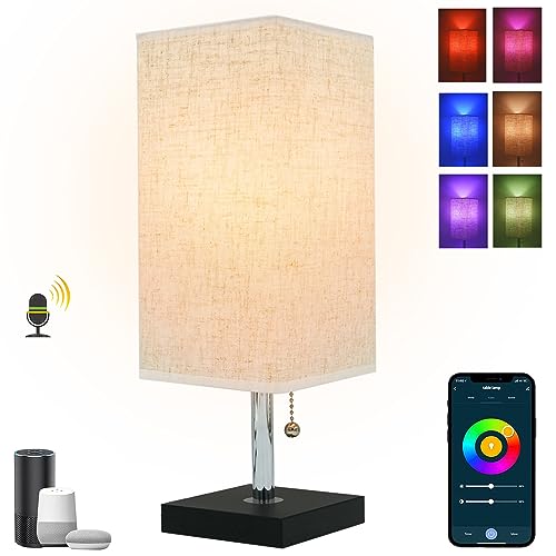 Eytueo Bedside Table Lamp Work with Homekit, Siri, Alexa, Google Assistant and Other Voice Equipment, Smart Dimmable Table Lamp, Voice Control Nightstand Lamp for Bedroom, Kid Room, Office