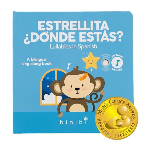 Image of Binibi Estrellita Bilingual Spanish Musical Book for Toddlers 1-3 | Libros en Espanol para Ninos. Bilingual lullaby sound book with classic Spanish nursery rhymes for toddlers, ages 1-3.