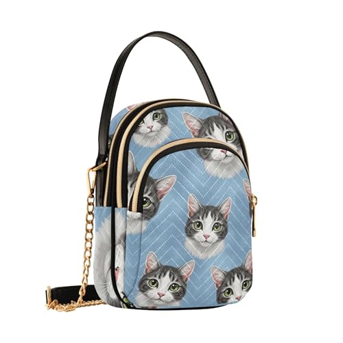 Cute Kitty White Grey Cats Shoulder Handbag Women Quilted Chain Strap Phone Wallet Handbag Cute Ladies Crossbody Satchel Bag2