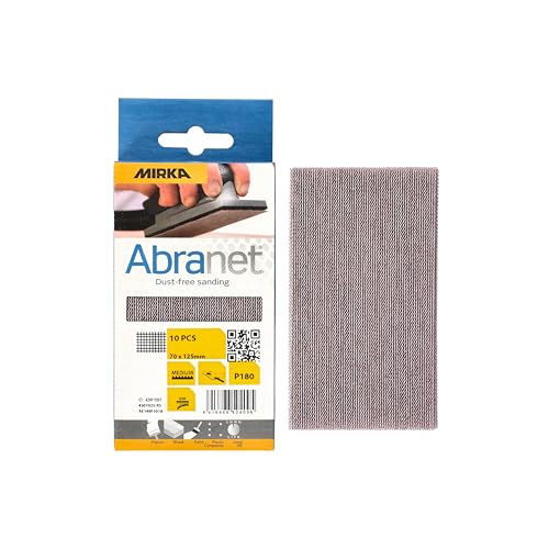 Mirka Abranet Netz-Schleifstreifen 70x125 mm Klett/Korn P180 / 10 Stk/zum Schleifen von Holz, Spachtel, Lack, Kunststoff / AE149F1018