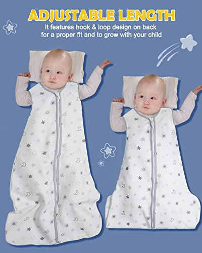 Lictin Baby Sleeping Bag 1.0 Tog Sleep Sack, 100% Cotton Baby Summer Sleeping Bag with Adjustable Length, Baby Wearable Blanket Unisex Toddler Newborn Sleep Bag 18-36 Months, White - Image 4