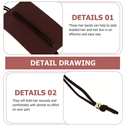 Lurrose Scrunchie Holder Leather Ponytail Holder Leather Hair Ties Ponytail Braid Holder Hair Accessories Handmade Claret Womens Hair Accessories - Image 4