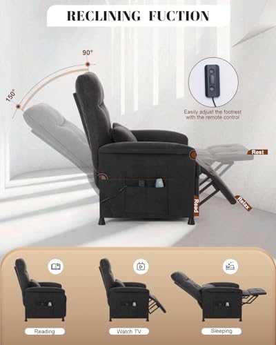 Sillón eléctrico reclinable tapizado negro miniatura 4