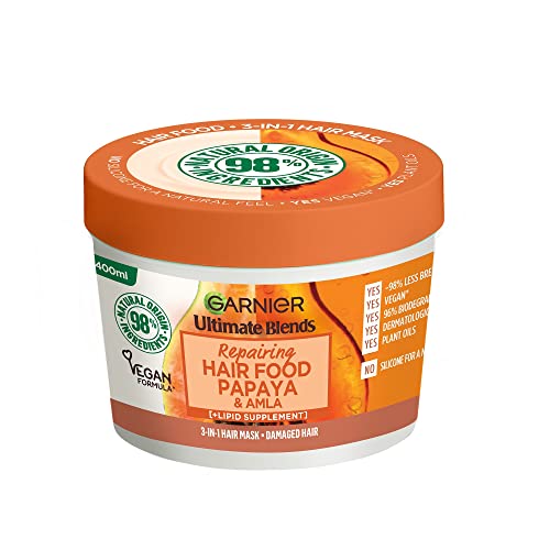 Garnier Ultimate Blends Hair Food, Papaya 3-in-1 Damaged Hair Mask Treatment, 400ml