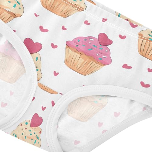 Wusikd Cute Cupcakes Girls' Underwear Cotton Sprinkles Heart Girls Briefs Soft Toddler Underwear 2T4