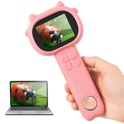 Microscope for Kids, Portable Pocket Microscope, 2'' Inch Screen 500X Zoom 3 Levels Light Adjustment Mini Handheld Microscopes, Educational Science Toys for 5 6 7 8 9 10 11 12 Year Boys & Girls Gifts