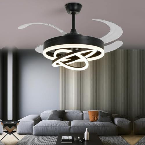 Image of TRIXY Chandeliers Crystal Pendant Lights Hanging Lamps Ceiling Lights Jhoomar for Home & Decor | Jhumar for Living Room, Bedroom, Hall, Balcony, Dining, Offices & Hotels (Fan Chandelier-Black)