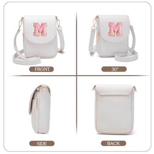 Image of Viverte Crossbody Purse for Teen Girls Small Initial Cell Phone Toddler Purse Leather Triple Compartment Crossbody Bags