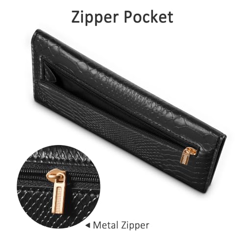 Image of Tipmile Slim Wallet for Women, RFID Blocking Credit Card Holder | 1 Zipper Pocket, 1 ID Window, 3 Cash Compartments, 11 Card Slots
