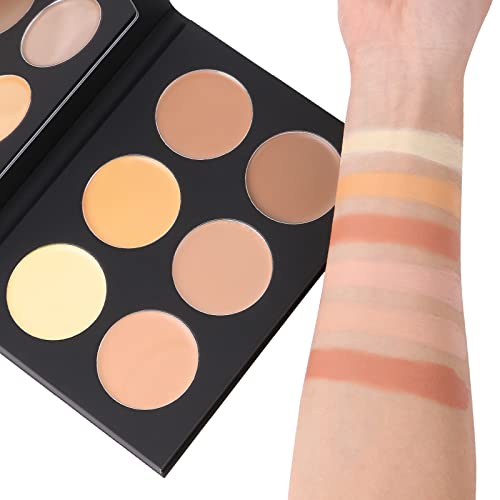 Vodisa 6 Colour Makeup Contour Palette-Creamy Concealer Kit-Professional Blemish Face Conceal Correct Contouring Highlighter Pallet-Base Foundation Beauty Cream Make Up Concealer Palette (01 Light) #TOP2