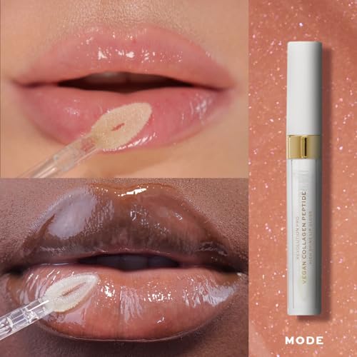Image of Revolution Pro Vegan Collagen Peptide High Shine Lip Gloss, Nourish, Plump & Hydrate Lips With Hyaluronic Acid & Vitamin E, Mode, 4 ML (Pack of 2)