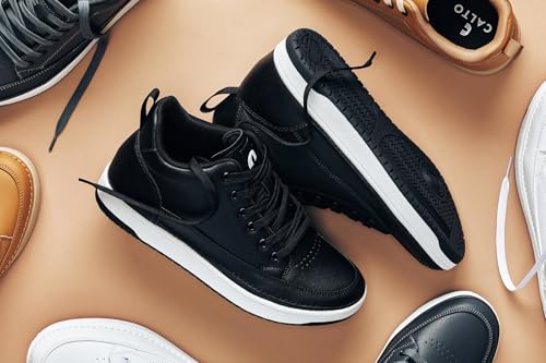 Image of CALTO Men's Invisible Height Increasing Elevator Shoes - Casual Low-top Leatherette Sneakers - 2.4 Inches Taller