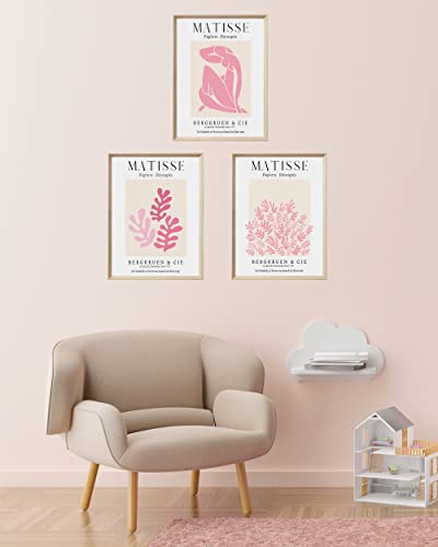 Hesendot Canvas Wall Art Decor,Framed Matisse Wall Art For Living Room,Abstract Matisse Wall Art Exhibition Posters,16X12In High Framed Design Print, Minimalist 3 Piece Wood Art Wall Decor Aesthetic, Mdf Framed Poster For Bedroom,Bathroom Set Of 3 #TOP1