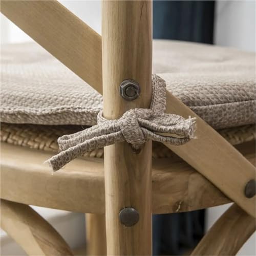 Coussin chaise extérieur en lin beige avec envers antidérapant - 5