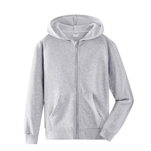 Image of Spring&Gege Boys Zip up Hoodie Soft Solid Classic Full Zip Hooded Sweatshirts for Kids (3-14 Years)