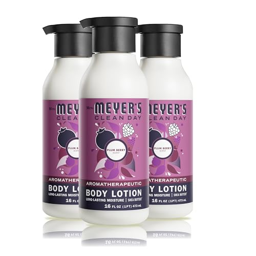 MRS. MEYERS CLEAN DAY Body Lotion for Dry Skin Non-Greasy Moisturizer Made with Essential Oils Plum Berry 16 fl. oz - Pack of 3