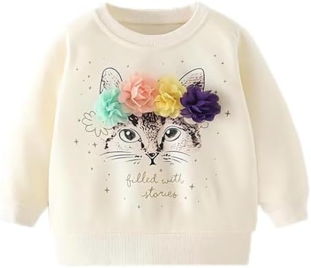 WINZIK Toddler Sweatshirt Kids Baby Girls Christmas Sweatshirt Crewneck Pullover Long Sleeve Sweatshirts 1-7 Years