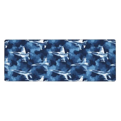 Tapis de bureau grand format pour clavier PC et souris de jeu imprimé avion
