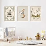 CULASIGN 3er Hase Ostern Poster Set, Kaninchen Vintage Leinwandbilder Bilder Wandkunst Wandbilder, OHNE Rahmen Kunstposter Wanddeko für Wohnzimmer (21 x 30 cm)