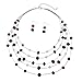 Bocar 5 Layer Handmade Beads Necklace Earring Set Long Illusion Necklace for Women (NK-10464-black+red)