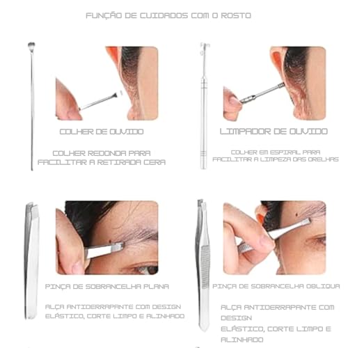 Conjunto Profissional De Manicure, pedicure e Podologia Completo de Aço Inoxidável com 26 peças (Est