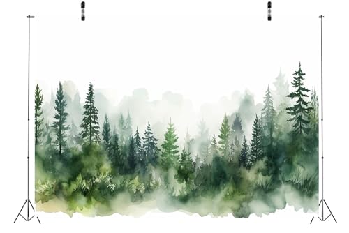 Fondo fotográfico de tela BELECO 8x6 ft bosque acuarela miniatura 4