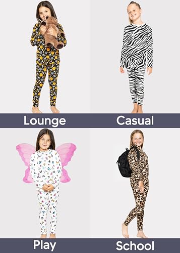 Image of STRETCH IS COMFORT Girls 2 Piece Hoodie Short Sleeve Long Sleeve Crew Neck Top and Leggings Set Kids Thermals Underwear Set