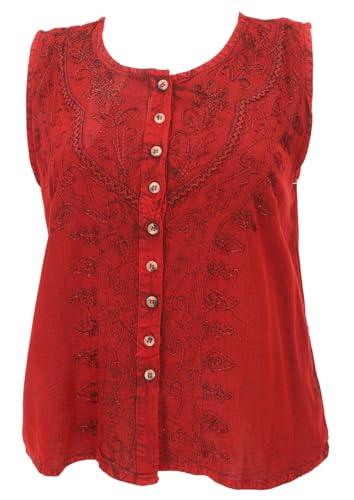 Besticktes indisches Hippie Top, Boho-chic Bluse, Viskose, rot