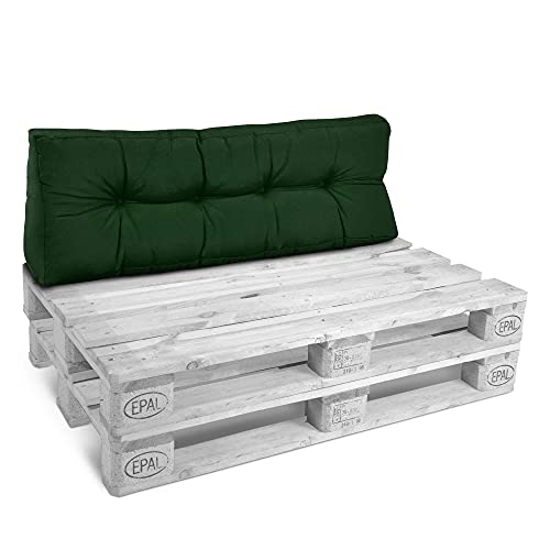 Beautissu Coussins de dossier pour meubles d'extérieur en palettes - 120 x 40 x 15 cm - Pour canapé en palette euro, banc de jardin - Vert foncé - Style écologique