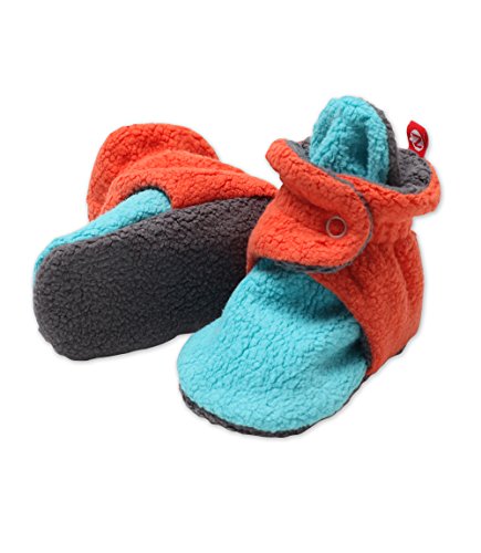 Zutano Newborn Unisex - Baby Fleece Bootie - Baby Fleece Bootie - POOL/MANDARIN/GRAY 3M