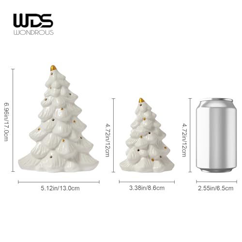 Décorations de table de Noël : lot de 2 figurines de sapin en céramique à offrir