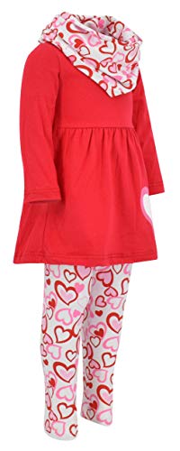 Image of Unique Baby Girls Kids Toddler 3pc Outfit Set Long Sleeve Lightweight Tunic Top Leggings and Scarf