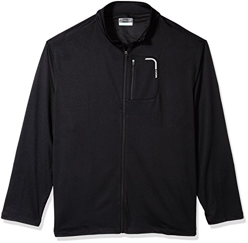 PGA TOUR Men's Big and Tall Long Sleeve Full Zip Brushed Jacket, Caviar, 2XLT