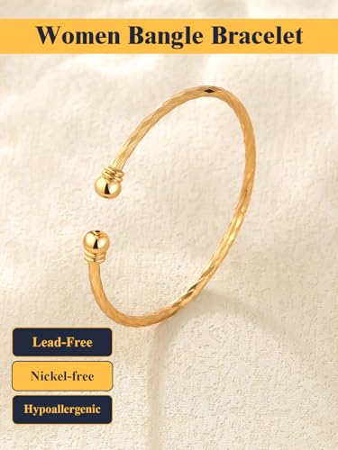 U7 Unisex Simple Cuff Bracelet 18K Real Gold Platinum Plated Fine Bracelets Fashion Jewelry Open Bangle Cuff Bracelets, Twisted or Heart Style4