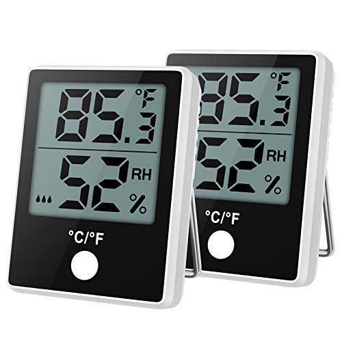 ORIA Digital Hygrometer Thermometer, 2 Pack Indoor Thermometer with Temperature and Humidity, Accurate Mini Humidity Monitor, New Version Hygrometer Thermometer for House, Office, Greenhouse
