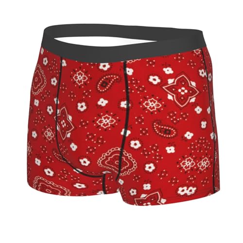 Men's Underwear Bandana Prints Red Moisture-Wicking Boxer Briefs2