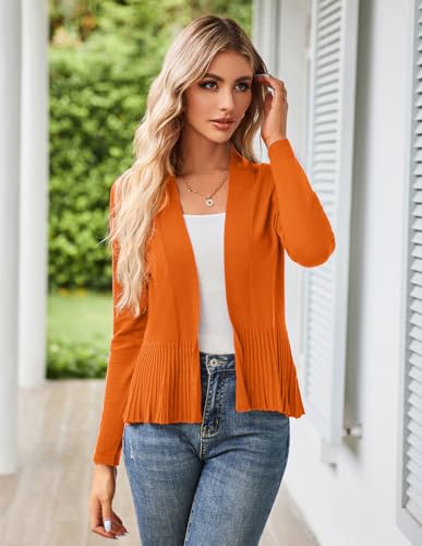 Image of GRACE KARIN Women's Lightweight Peplum Cardigan Sweaters Open Front Cropped Cardigan Long Sleeve Trendy Summer Knit Tops