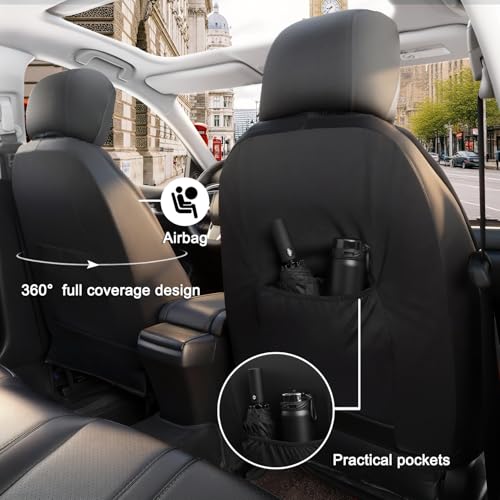 Image of GIANT PANDA 2PCS Front Seat Covers for Subaru Outback Forester Crosstrek Legacy Impreza, Faux Leather Bucket Seat Cover Fit Subaru Seat Protectors-Black