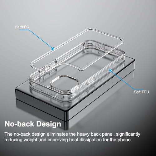 Image of ClearShield Transparent Back Cover for iPhone 15, Hybrid PC & TPU Shockproof Design, 360 Degree Protection Crystal Clear Case, Anti-Scratch Armor Mobile Phone Cover