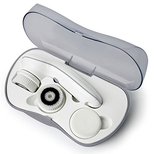 My Life My Shop Ultimate Spin Facial Cleansing Brush (Grey) Ultimate Skin Spa with 3 Interchangeable Face Brushes-Daily Cleansing, Exfoliating Brush, Silicone Brush&Protective Case