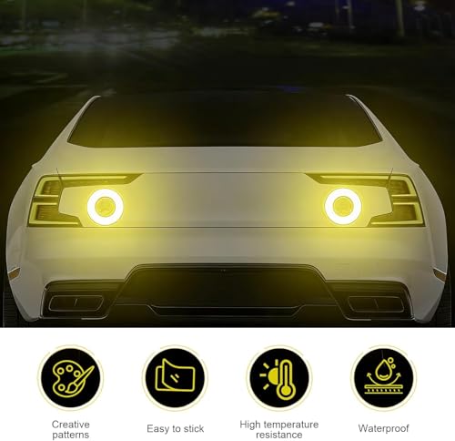 Image of Car Reflective Safety Stickers for Cars & Bikes, Side Fender Bumper, Night Visibility Warning Tape Waterproof High Intensity Reflector Decal Universal Fit (Set of 2, Yellow)