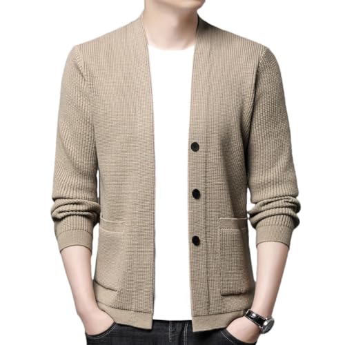 Mens Spring Autumn V-Neck Cardigan Sweater Casual Button Knit Outwear Streetwear for Men