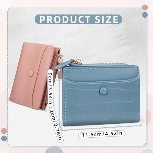 Small Wallets Woman, Faux Leather Womens Wallet with 5 Card Slots and Zipper Coin Pocket, Bifold Wallets with Photo Compartment (Pink)2