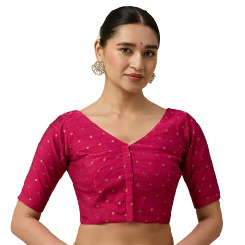 9 Beautiful Blouse Back Neck Designs for Hariyali Teej 2026 11 Studio Shringaar Women's Cotton Silk Blended Handloom Readymade S...