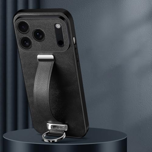 Étui iPhone 17 avec anneau silicone noir solution anti-chute avec support vidéo intégré