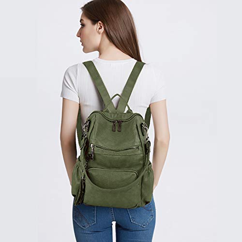 Image of UTO Women Backpack Purse Leather Vegan Ladies Fashion Designer Rucksack Convertible Travel Shoulder Bag with Tassel