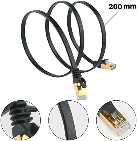 HIHUHEN Ethernet Cable, RJ-45 High-Speed Patch Cord Flat Cat 7 Gigabit Lan Network 10Gbps 600Mhz/s, FTP POE Compatible with Xbox PS3/4 Mac Router Modem Patch Panel Consoles PC (2M, Black)