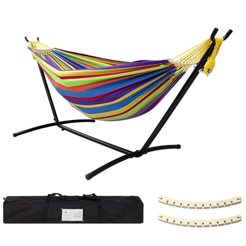 SZHLUX Double Hammock with Stand for Outside 450lb Capacity...